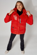 Купить Полупальто утепленное зимнее женское красного цвета 442182Kr, фото 11