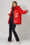 Купить Полупальто утепленное зимнее женское красного цвета 442182Kr, фото 3