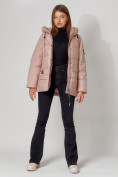 Купить Полупальто утепленное зимнее женское розового цвета 442182R, фото 2
