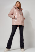 Купить Полупальто утепленное зимнее женское розового цвета 442182R, фото 10