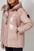 Купить Полупальто утепленное зимнее женское розового цвета 442182R, фото 12