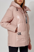 Купить Полупальто утепленное зимнее женское розового цвета 442182R, фото 14