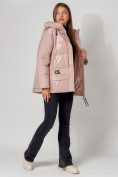 Купить Полупальто утепленное зимнее женское розового цвета 442182R, фото 3