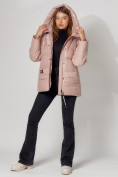 Купить Полупальто утепленное зимнее женское розового цвета 442182R, фото 5
