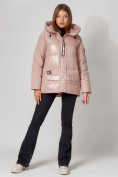 Купить Полупальто утепленное зимнее женское розового цвета 442182R, фото 7