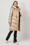 Купить Пальто утепленное с капюшоном зимнее женское  бежевого цвета 442185B, фото 2