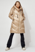 Купить Пальто утепленное с капюшоном зимнее женское  бежевого цвета 442185B