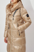 Купить Пальто утепленное с капюшоном зимнее женское  бежевого цвета 442185B, фото 12