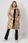 Купить Пальто утепленное с капюшоном зимнее женское  бежевого цвета 442185B, фото 3