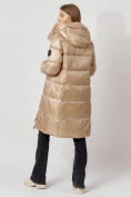 Купить Пальто утепленное с капюшоном зимнее женское  бежевого цвета 442185B, фото 4