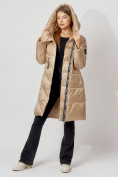 Купить Пальто утепленное с капюшоном зимнее женское  бежевого цвета 442185B, фото 5