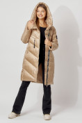 Купить Пальто утепленное с капюшоном зимнее женское  бежевого цвета 442185B, фото 7