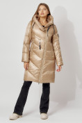 Купить Пальто утепленное с капюшоном зимнее женское  бежевого цвета 442185B, фото 8