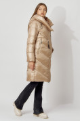 Купить Пальто утепленное с капюшоном зимнее женское  бежевого цвета 442185B, фото 9