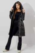 Купить Пальто утепленное с капюшоном зимнее женское  черного цвета 442185Ch, фото 6