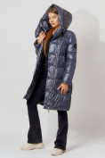 Купить Пальто утепленное с капюшоном зимнее женское  темно-серого цвета 442185TC, фото 6