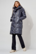 Купить Пальто утепленное с капюшоном зимнее женское  темно-серого цвета 442185TC, фото 2