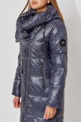 Купить Пальто утепленное с капюшоном зимнее женское  темно-серого цвета 442185TC, фото 12