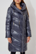 Купить Пальто утепленное с капюшоном зимнее женское  темно-серого цвета 442185TC, фото 13