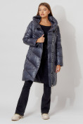 Купить Пальто утепленное с капюшоном зимнее женское  темно-серого цвета 442185TC, фото 7