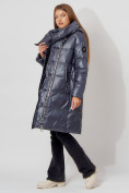 Купить Пальто утепленное с капюшоном зимнее женское  темно-серого цвета 442185TC, фото 8