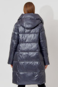 Купить Пальто утепленное с капюшоном зимнее женское  темно-серого цвета 442185TC, фото 14