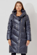 Купить Пальто утепленное с капюшоном зимнее женское  темно-серого цвета 442185TC, фото 10