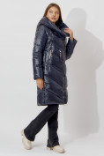 Купить Пальто утепленное с капюшоном зимнее женское  темно-синего цвета 442185TS, фото 2