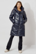 Купить Пальто утепленное с капюшоном зимнее женское  темно-синего цвета 442185TS, фото 3