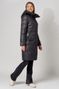 Купить Пальто утепленное с капюшоном зимнее женское  черного цвета 442186Ch, фото 9