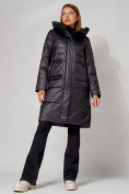 Купить Пальто утепленное с капюшоном зимнее женское  черного цвета 442186Ch, фото 10