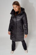 Купить Пальто утепленное с капюшоном зимнее женское  черного цвета 442186Ch, фото 11