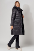 Купить Пальто утепленное с капюшоном зимнее женское  черного цвета 442186Ch, фото 5