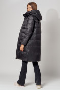 Купить Пальто утепленное с капюшоном зимнее женское  черного цвета 442186Ch, фото 6