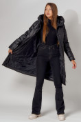 Купить Пальто утепленное с капюшоном зимнее женское  черного цвета 442186Ch, фото 2