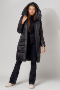 Купить Пальто утепленное с капюшоном зимнее женское  черного цвета 442186Ch