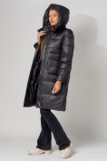 Купить Пальто утепленное с капюшоном зимнее женское  черного цвета 442186Ch, фото 3
