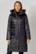 Купить Пальто утепленное с капюшоном зимнее женское  черного цвета 442186Ch, фото 7