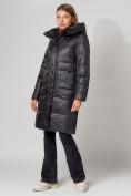 Купить Пальто утепленное с капюшоном зимнее женское  черного цвета 442186Ch, фото 8