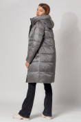 Купить Пальто утепленное с капюшоном зимнее женское  серого цвета 442186Sr, фото 10