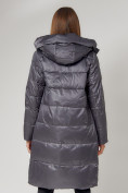 Купить Пальто утепленное с капюшоном зимнее женское  темно-серого цвета 442186TC, фото 13