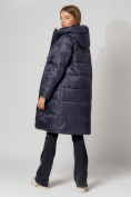 Купить Пальто утепленное с капюшоном зимнее женское  темно-синего цвета 442186TS, фото 4
