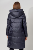 Купить Пальто утепленное с капюшоном зимнее женское  темно-синего цвета 442186TS, фото 14