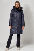 Купить Пальто утепленное с капюшоном зимнее женское  темно-синего цвета 442186TS, фото 7