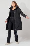 Купить Пальто утепленное с капюшоном зимнее женское  черного цвета 442187Ch, фото 11