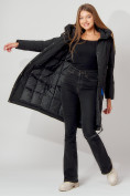 Купить Пальто утепленное с капюшоном зимнее женское  черного цвета 442187Ch, фото 13