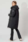 Купить Пальто утепленное с капюшоном зимнее женское  черного цвета 442187Ch, фото 14