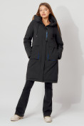 Купить Пальто утепленное с капюшоном зимнее женское  черного цвета 442187Ch, фото 3