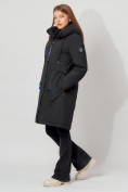 Купить Пальто утепленное с капюшоном зимнее женское  черного цвета 442187Ch, фото 4