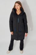 Купить Пальто утепленное с капюшоном зимнее женское  черного цвета 442187Ch, фото 6